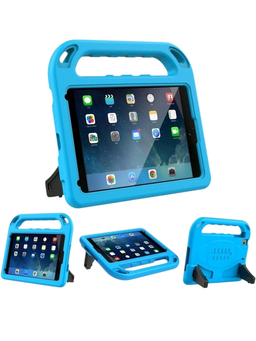Kid-Friendly Blue Tablet Case with Handle and Kickstand
